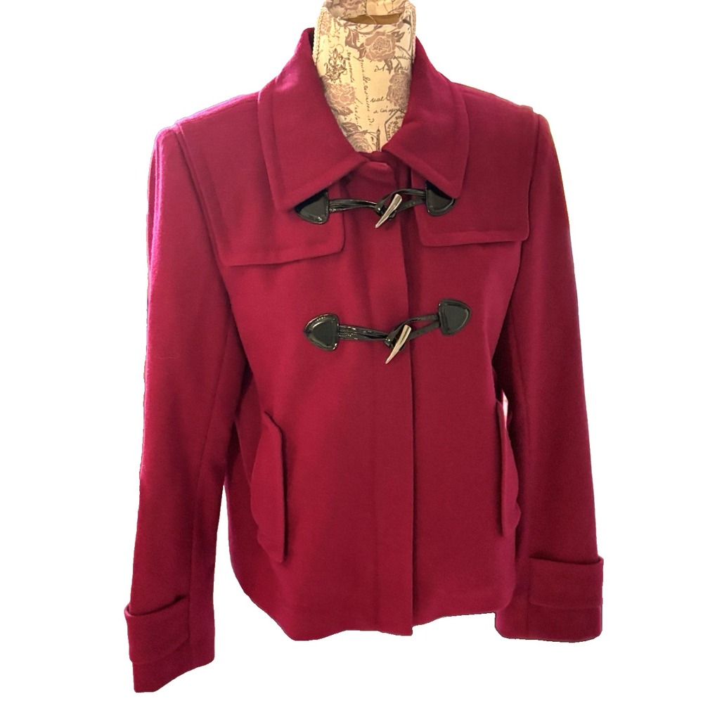 CALIVIN Klein coat women SZ 10 Magenta Short Wool